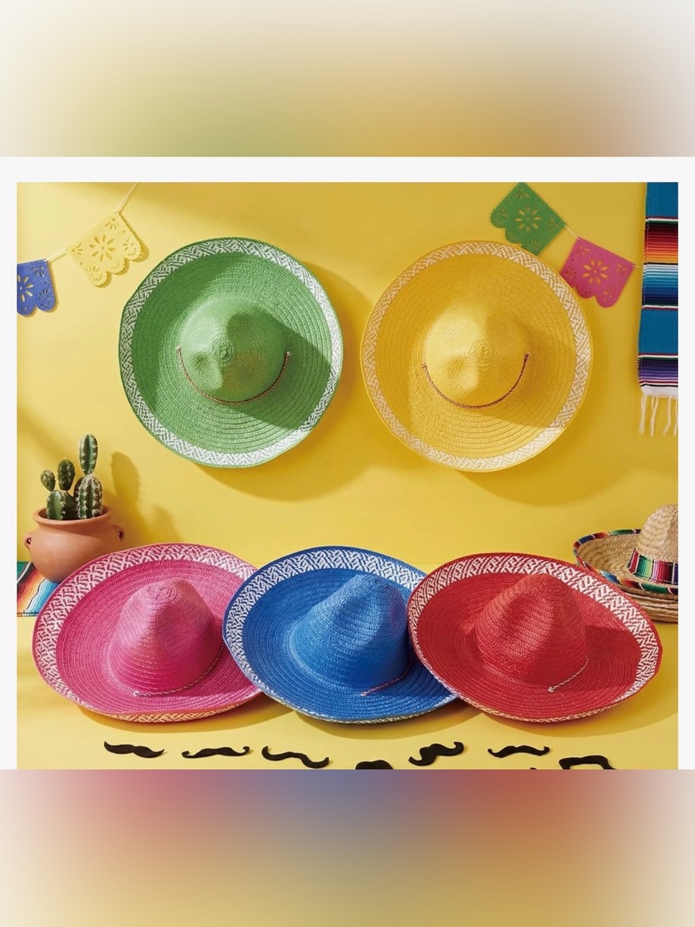 BRAND NEW IN BAG lot of 5 Festive Sombrero Hats